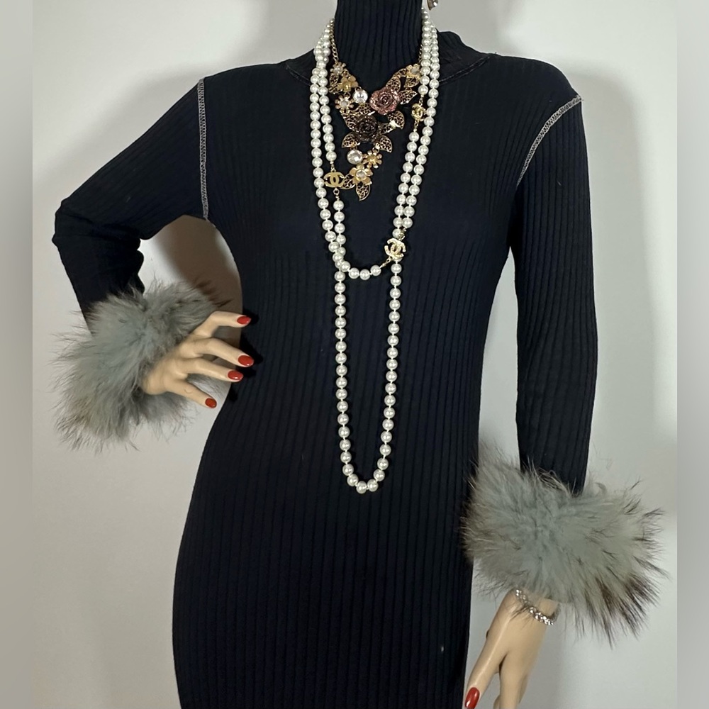 Blue w/ black Tip Fox Fur Cuffs
